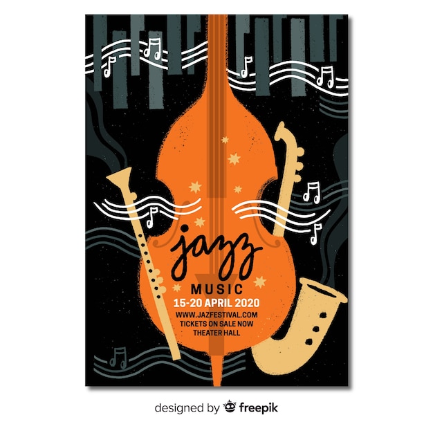 Free vector hand drawn abstract jazz poster template