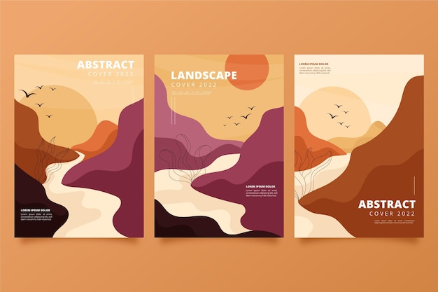 Free vector hand drawn abstract landscape cover collection