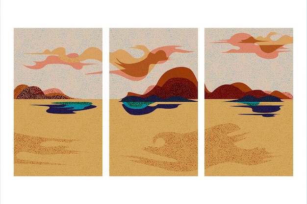 Set di copertine di paesaggi astratti disegnati a mano