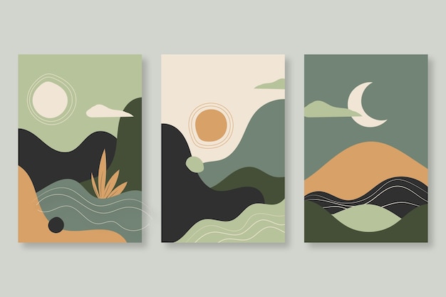 Hand drawn abstract landscape covers collection