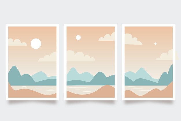 Hand drawn abstract landscape covers collection