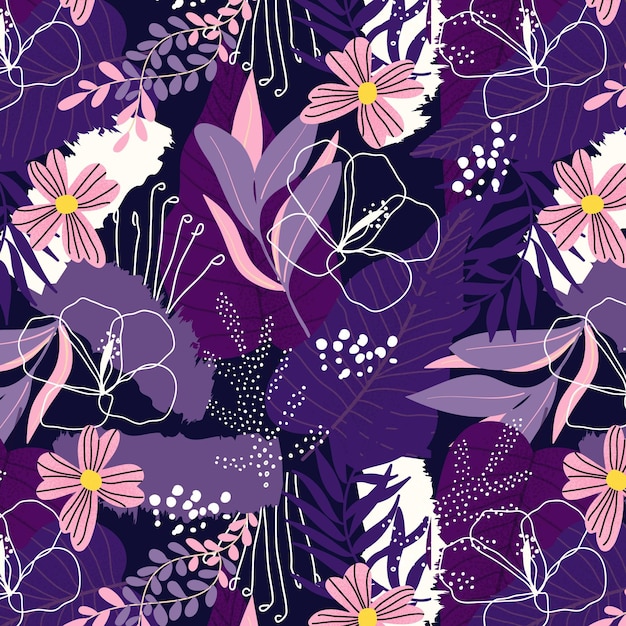 Free vector hand drawn abstract leaves pattern