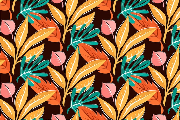 Hand drawn abstract leaves pattern