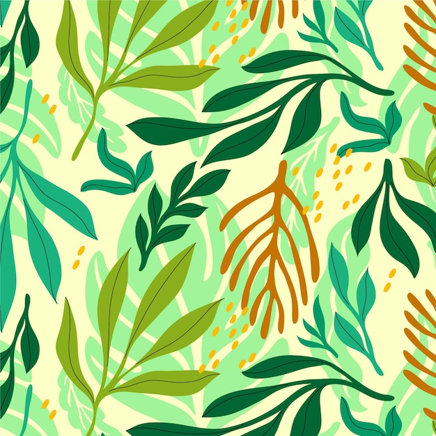 Hand drawn abstract leaves pattern