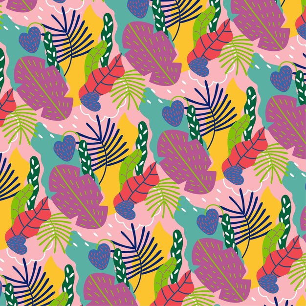 Hand drawn abstract leaves pattern