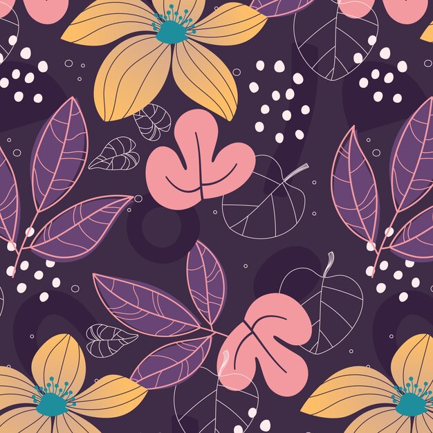 Free vector hand drawn abstract leaves pattern