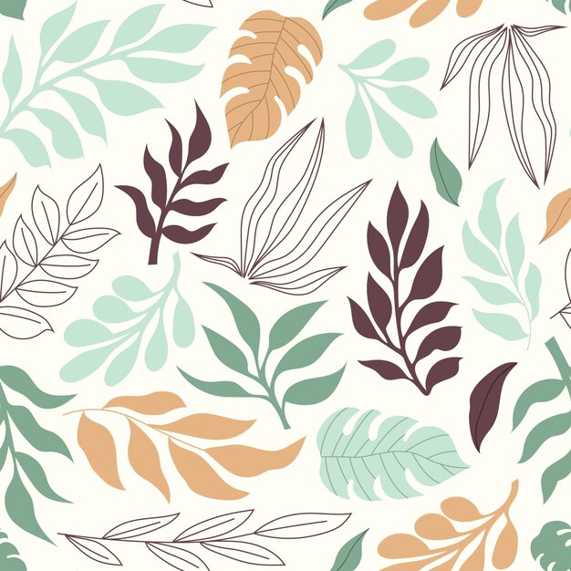 Hand drawn abstract leaves pattern