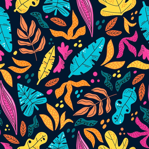 Hand drawn abstract leaves pattern