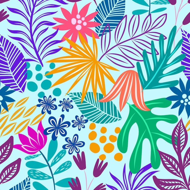 Hand drawn abstract leaves pattern