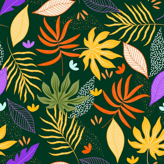 Hand drawn abstract leaves pattern