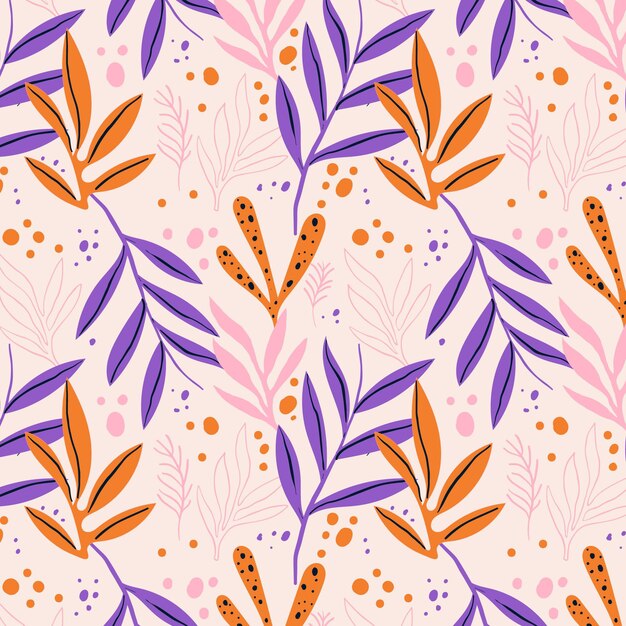 Hand drawn abstract leaves pattern