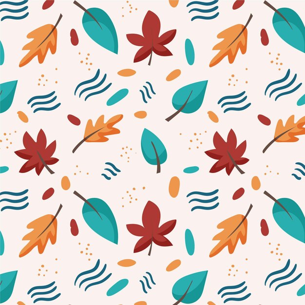 Hand drawn abstract leaves pattern