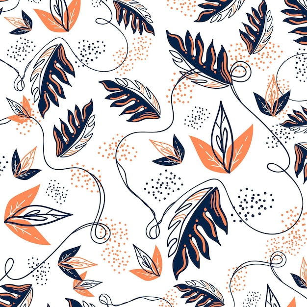 Free vector hand drawn abstract leaves pattern