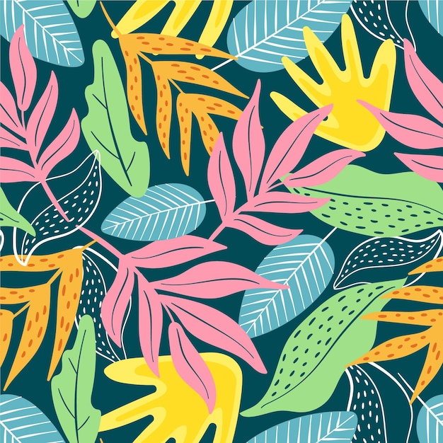 Free vector hand drawn abstract leaves pattern