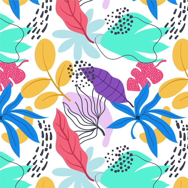 Free vector hand drawn abstract leaves pattern