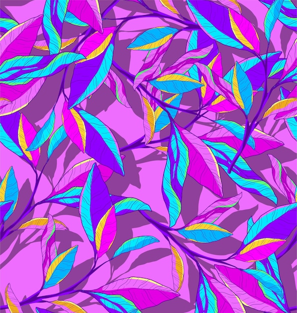 Hand drawn abstract leaves seamless pattern