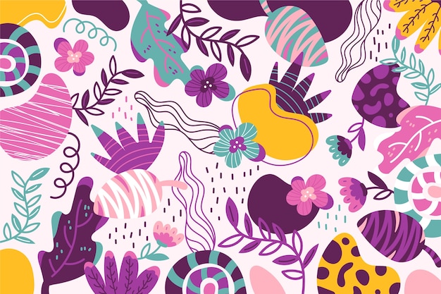 Hand drawn abstract organic shapes wallpaper