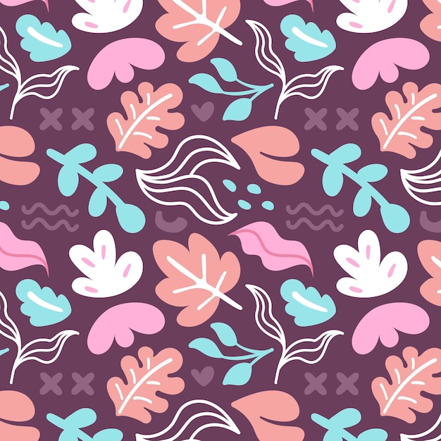 Hand drawn abstract plants pattern