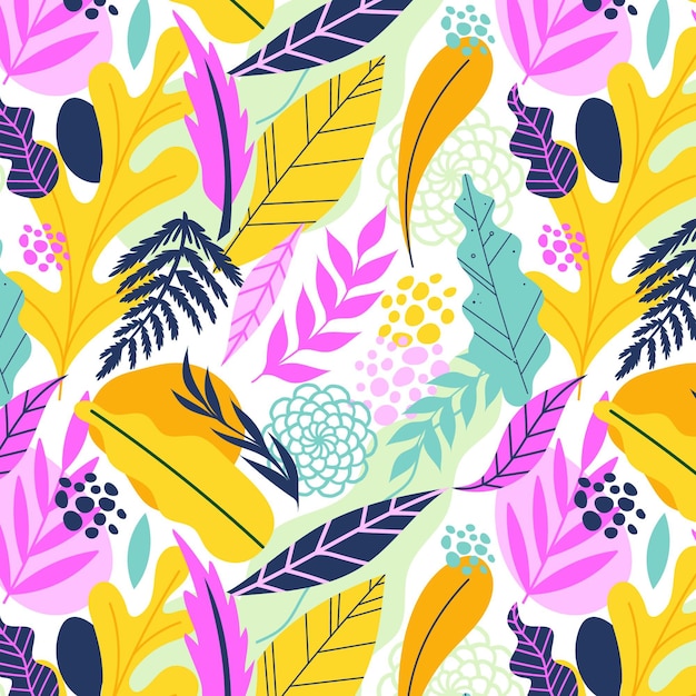 Free vector hand drawn abstract repetitive leaves pattern