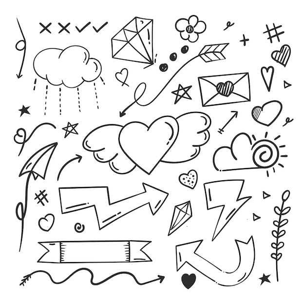 Hand drawn abstract scribble doodle elements