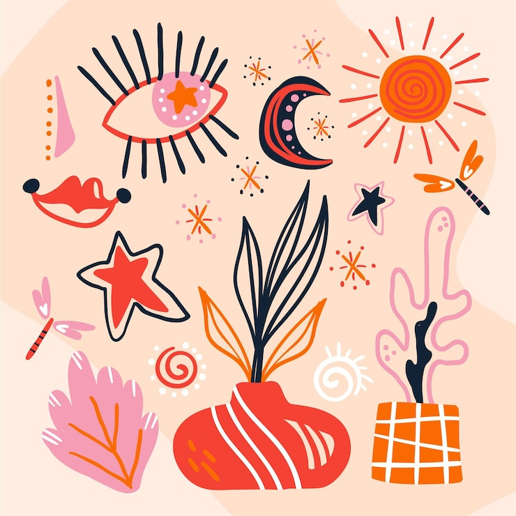 Free Vector hand drawn abstract shape collection