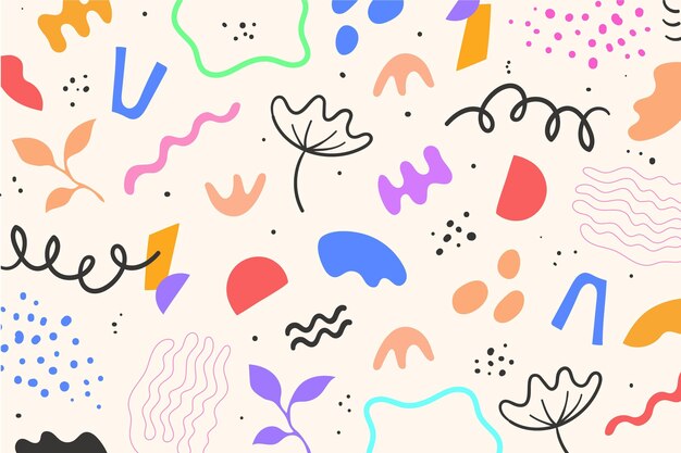 Hand drawn abstract shapes background