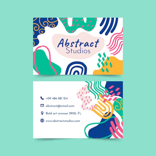 Hand drawn abstract shapes business card template