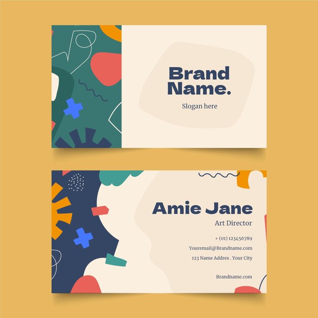 Hand drawn abstract shapes business cards design