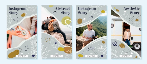 Free vector hand drawn abstract shapes instagram stories with photo