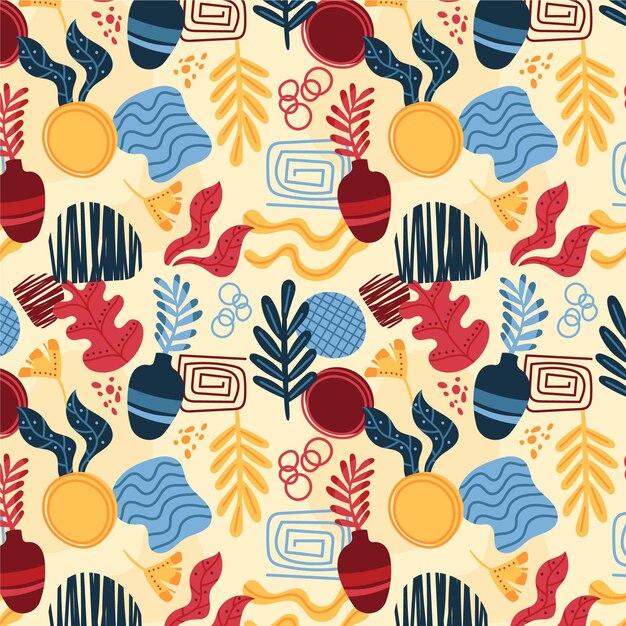 hand drawn abstract shapes pattern design