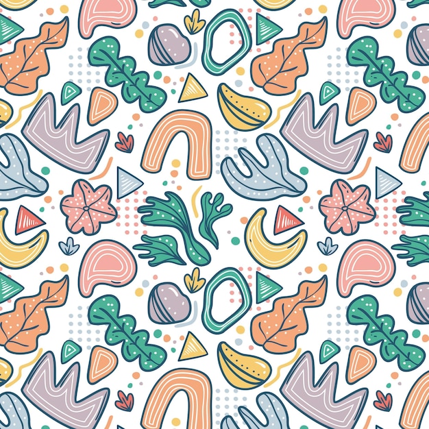 Hand drawn abstract shapes pattern design