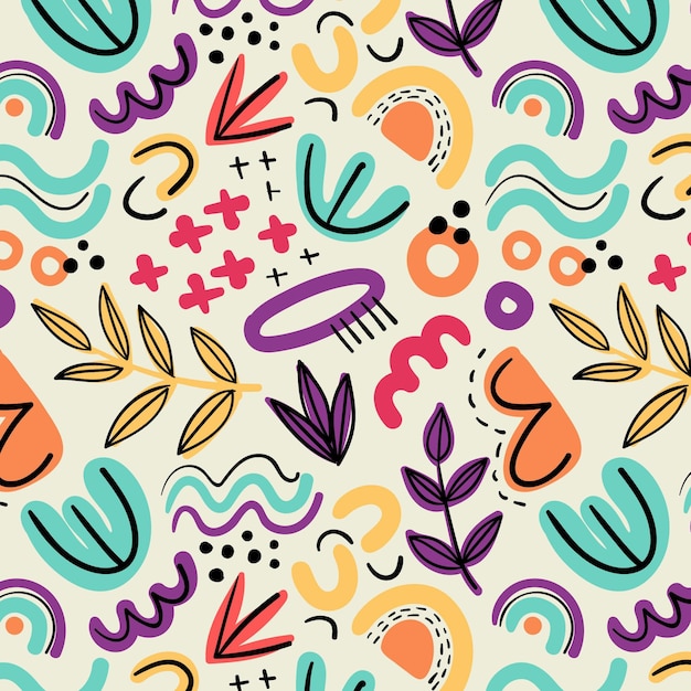 Hand drawn abstract shapes pattern