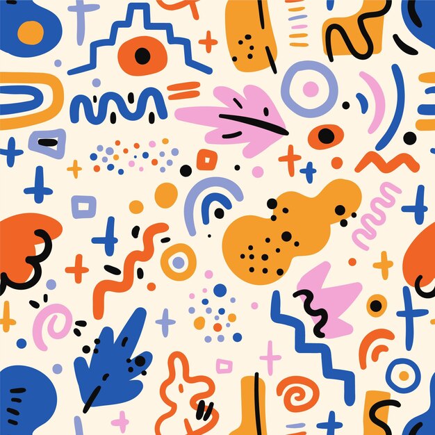 Hand drawn abstract shapes pattern