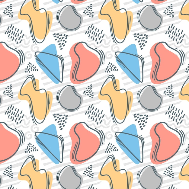 Hand drawn abstract shapes seamless pattern