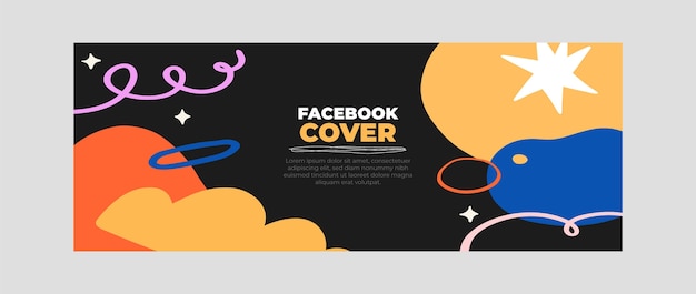 Hand drawn abstract shapes social media cover template