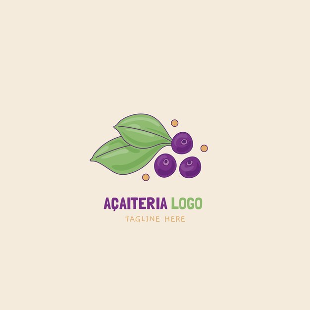 Hand drawn acaiteria logo template