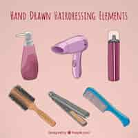 Free vector hand drawn accessories for hairdressing