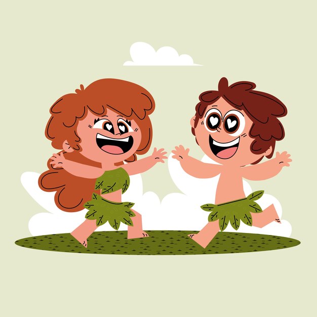 Hand drawn adam and eve illustration