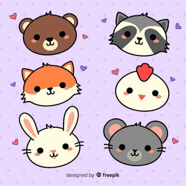 Free vector hand drawn adorable animals collection