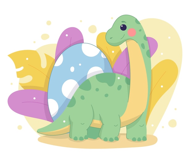 手描きの愛らしい赤ちゃん恐竜が描かれています