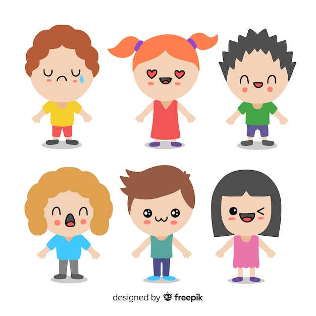 Free vector hand drawn adorable character collection