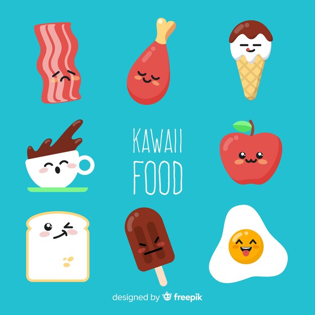Hand drawn adorable food collection