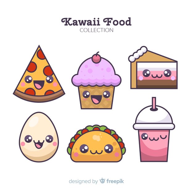 Hand drawn adorable food collection