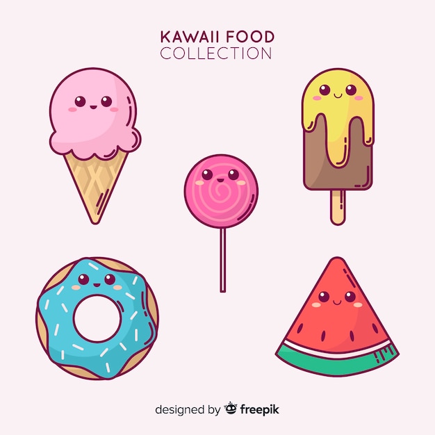 Free vector hand drawn adorable food collection