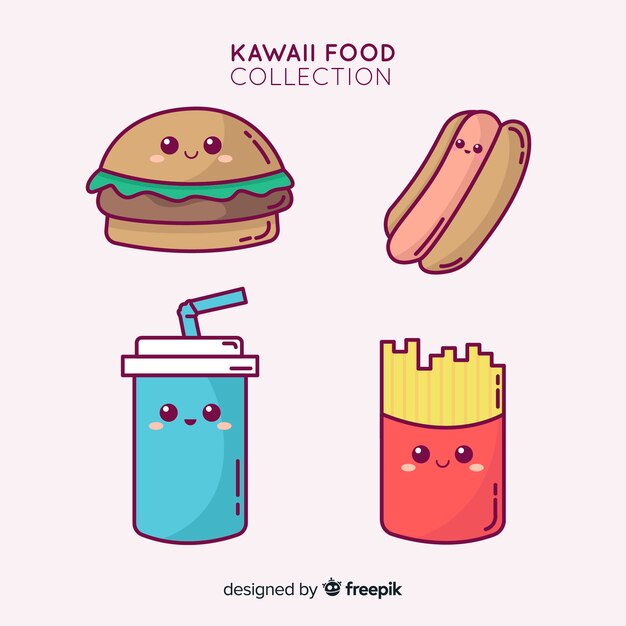 Hand drawn adorable food collection