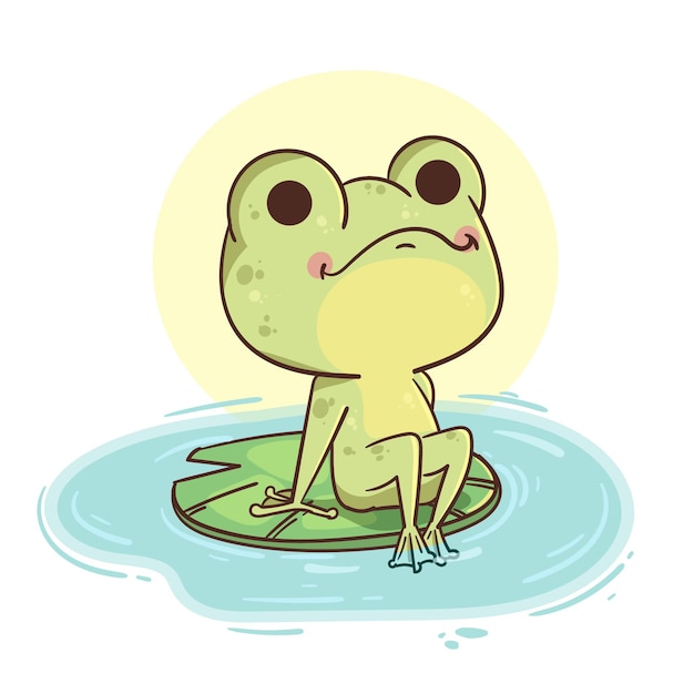 Hand drawn adorable frog illustration