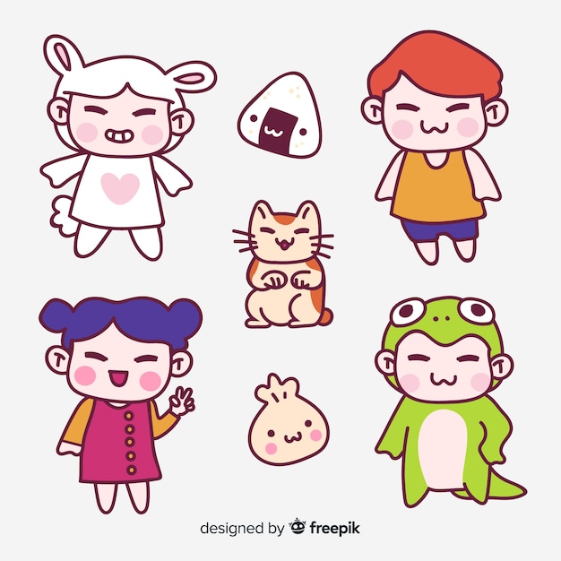 Free vector hand drawn adorable people collection