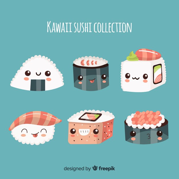 Hand drawn adorable sushi collection