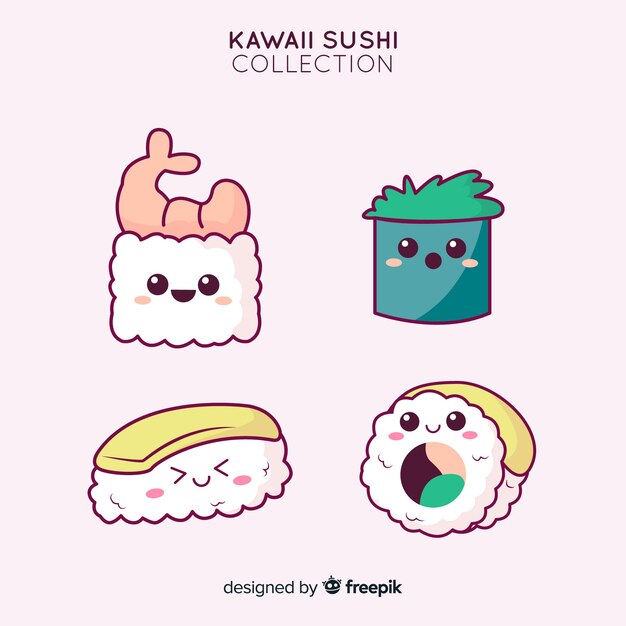 手描きのかわいいお寿司コレクション