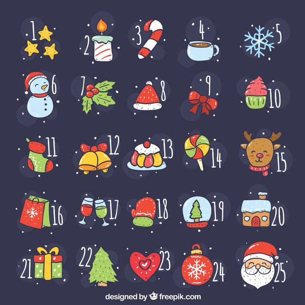 Календари для рисования с рождественскими атрибутами
